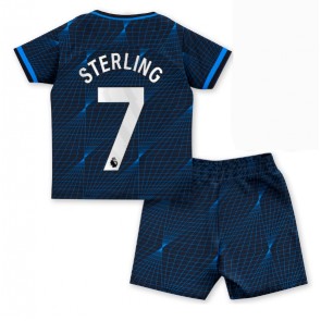 Chelsea Raheem Sterling #7 Udebanesæt Børn 2023-24 Kort ærmer (+ korte bukser)